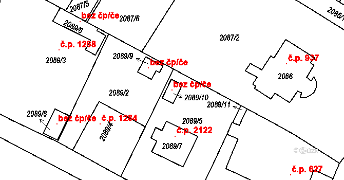 Benešov 120207800 na parcele st. 2089/10 v KÚ Benešov u Prahy, Katastrální mapa