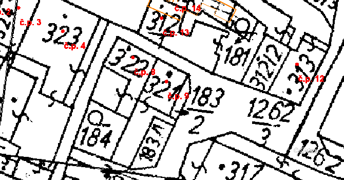 Jablonné v Podještědí 9 na parcele st. 321 v KÚ Jablonné v Podještědí, Katastrální mapa