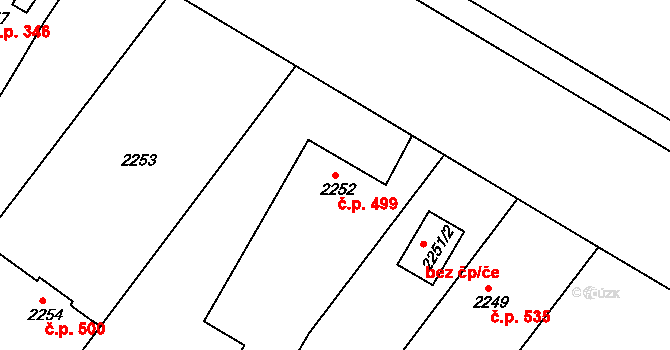 Třeboň II 499, Třeboň na parcele st. 2252 v KÚ Třeboň, Katastrální mapa