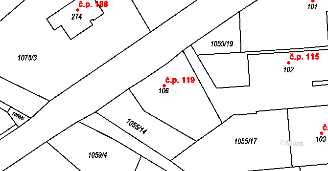 Želivec 119, Sulice na parcele st. 106 v KÚ Sulice, Katastrální mapa