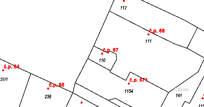 Kardašova Řečice 67 na parcele st. 110 v KÚ Kardašova Řečice, Katastrální mapa