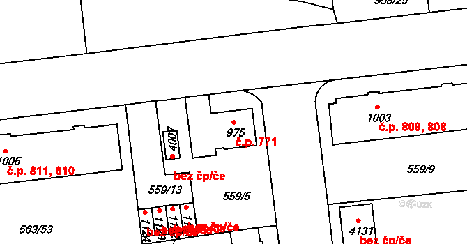 Strakonice I 771, Strakonice na parcele st. 975 v KÚ Strakonice, Katastrální mapa