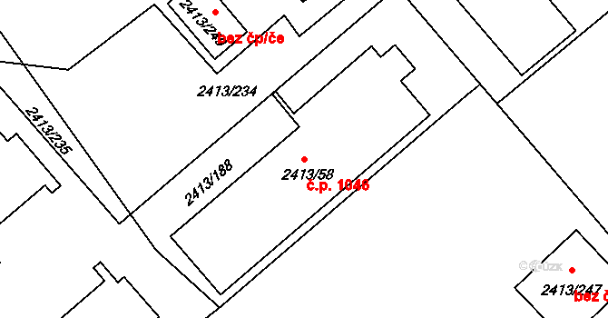 Pelhřimov 1046 na parcele st. 2413/58 v KÚ Pelhřimov, Katastrální mapa