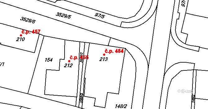 Dvůr Králové nad Labem 454 na parcele st. 213 v KÚ Dvůr Králové nad Labem, Katastrální mapa