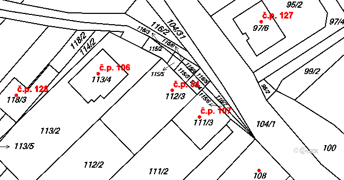 Vítovice 54, Rousínov na parcele st. 112/3 v KÚ Vítovice, Katastrální mapa