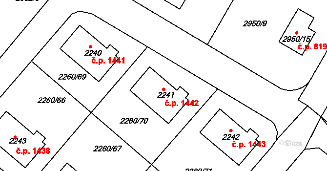 Rumburk 1 1442, Rumburk na parcele st. 2241 v KÚ Rumburk, Katastrální mapa