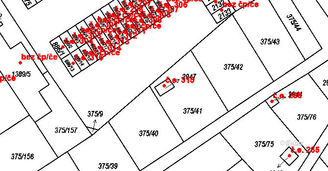Úšovice 315, Mariánské Lázně na parcele st. 2947 v KÚ Úšovice, Katastrální mapa