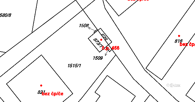 Konská 456, Třinec na parcele st. 973/1 v KÚ Konská, Katastrální mapa