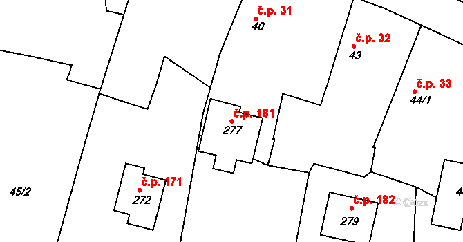Starý Rožmitál 181, Rožmitál pod Třemšínem na parcele st. 277 v KÚ Starý Rožmitál, Katastrální mapa