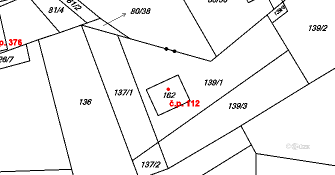Lešany 112, Nelahozeves na parcele st. 162 v KÚ Lešany u Nelahozevsi, Katastrální mapa