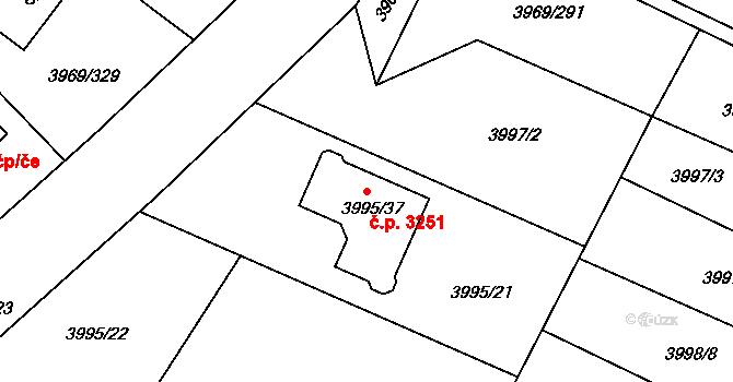 Česká Lípa 3251 na parcele st. 3995/37 v KÚ Česká Lípa, Katastrální mapa