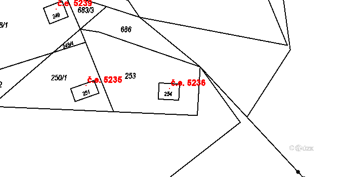 Pístov 5236, Jihlava na parcele st. 254 v KÚ Pístov u Jihlavy, Katastrální mapa