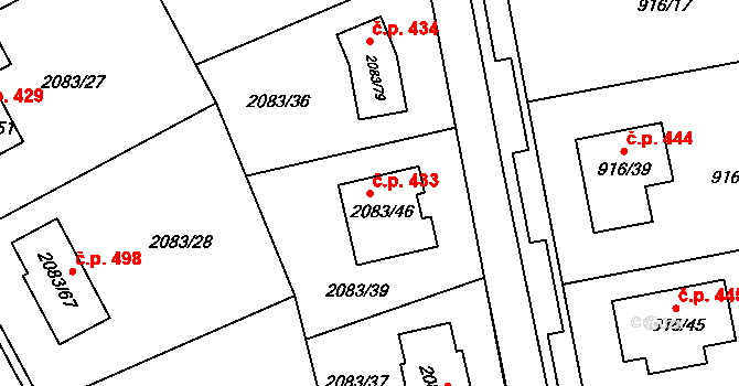 Drásov 433 na parcele st. 2083/46 v KÚ Drásov, Katastrální mapa