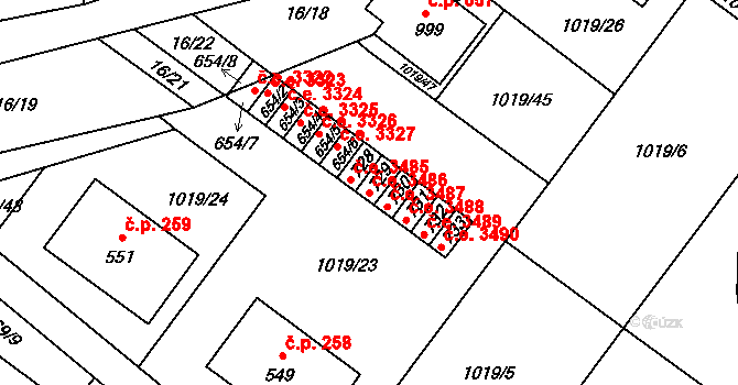 Kudlov 3486, Zlín na parcele st. 729 v KÚ Kudlov, Katastrální mapa