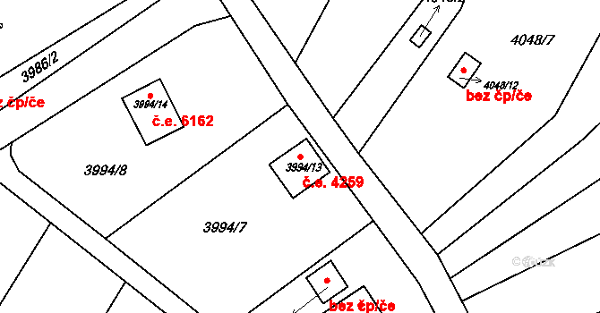 Znojmo 4259 na parcele st. 3994/13 v KÚ Znojmo-město, Katastrální mapa