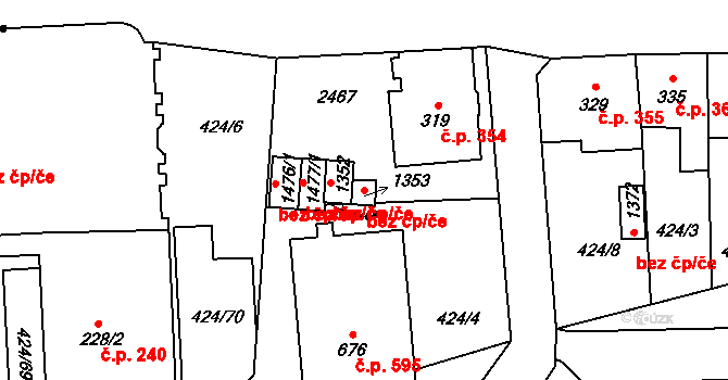 Svitavy 41441800 na parcele st. 1353 v KÚ Čtyřicet Lánů, Katastrální mapa