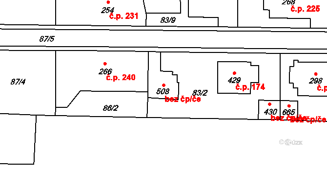 Hrochův Týnec 442 na parcele st. 508 v KÚ Hrochův Týnec, Katastrální mapa