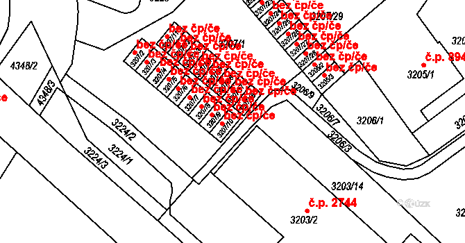 Teplice 45138800 na parcele st. 3207/10 v KÚ Teplice, Katastrální mapa