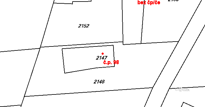 Borová 98, Bolatice na parcele st. 2147 v KÚ Bolatice, Katastrální mapa