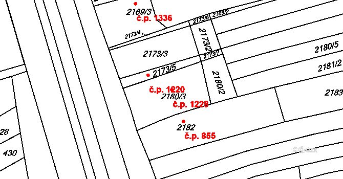 Vlčnov 1228 na parcele st. 2180/3 v KÚ Vlčnov, Katastrální mapa