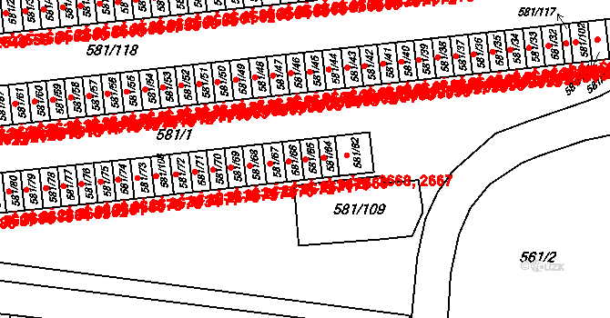 Bludovice 2670, Havířov na parcele st. 581/65 v KÚ Bludovice, Katastrální mapa