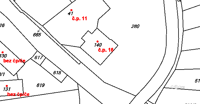 Kučlín 16, Hrobčice na parcele st. 140 v KÚ Kučlín, Katastrální mapa