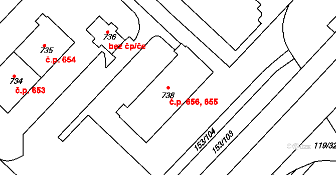 Lobeček 655,656, Kralupy nad Vltavou na parcele st. 738 v KÚ Lobeček, Katastrální mapa