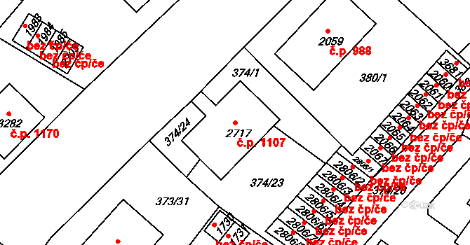 Sušice II 1107, Sušice na parcele st. 2717 v KÚ Sušice nad Otavou, Katastrální mapa