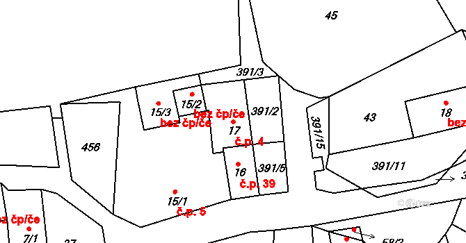 Chrančovice 4, Všeruby na parcele st. 17 v KÚ Chrančovice, Katastrální mapa