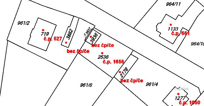 Náchod 1656 na parcele st. 2536 v KÚ Náchod, Katastrální mapa