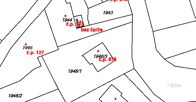 Odry 878 na parcele st. 1946/3 v KÚ Odry, Katastrální mapa