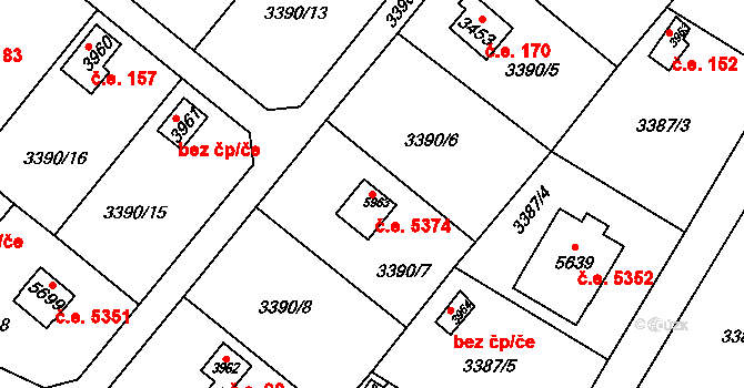 Dvůr Králové nad Labem 5374 na parcele st. 5963 v KÚ Dvůr Králové nad Labem, Katastrální mapa