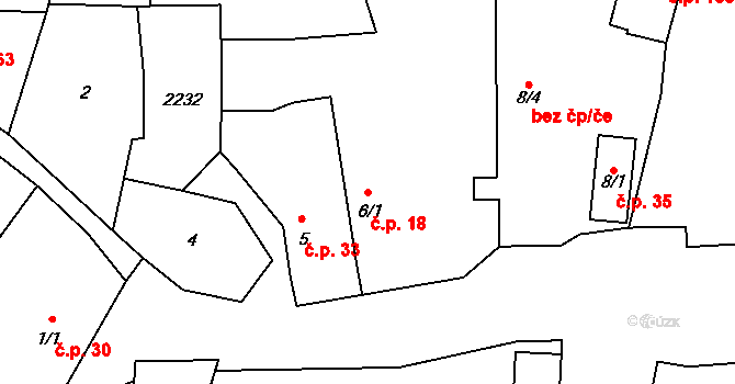 Malá Černoc 18, Blšany na parcele st. 6/1 v KÚ Malá Černoc, Katastrální mapa