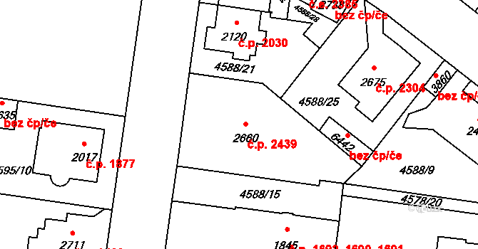 Žatec 2439 na parcele st. 2660 v KÚ Žatec, Katastrální mapa