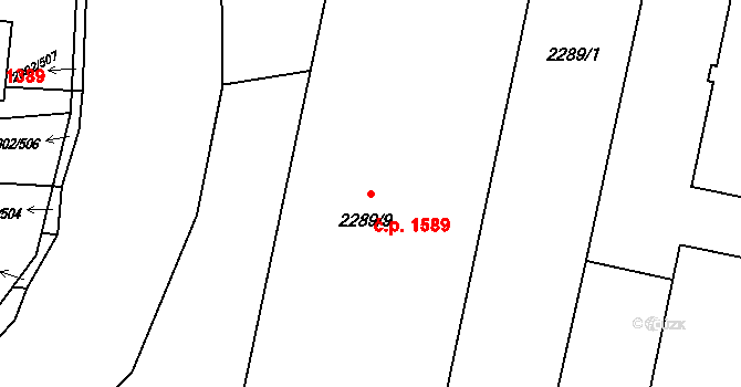 Hluk 1589 na parcele st. 2289/9 v KÚ Hluk, Katastrální mapa