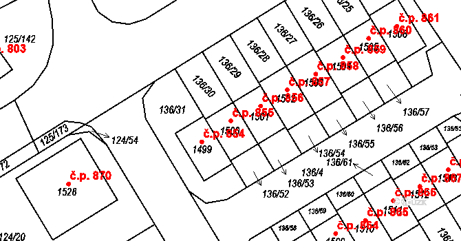 Veltrusy 855 na parcele st. 1500 v KÚ Veltrusy, Katastrální mapa