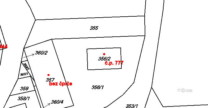 Volyně 777 na parcele st. 356/2 v KÚ Volyně, Katastrální mapa