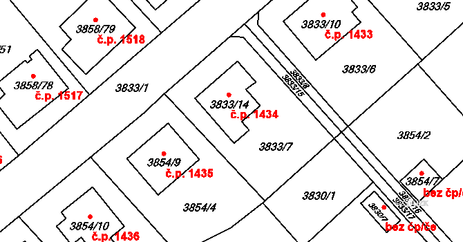 Chotěboř 1434 na parcele st. 3833/14 v KÚ Chotěboř, Katastrální mapa