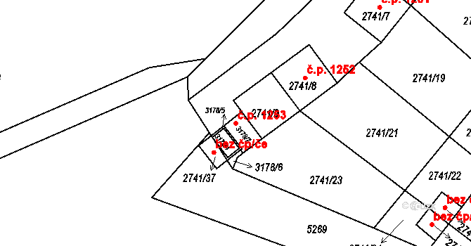 Rychnov nad Kněžnou 1253 na parcele st. 2741/9 v KÚ Rychnov nad Kněžnou, Katastrální mapa