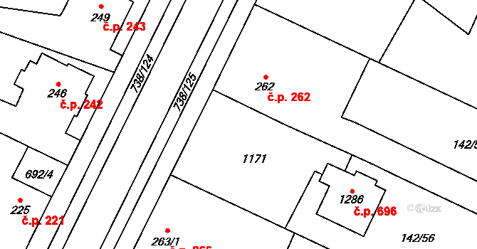 Chotěšov 261 na parcele st. 261 v KÚ Chotěšov, Katastrální mapa
