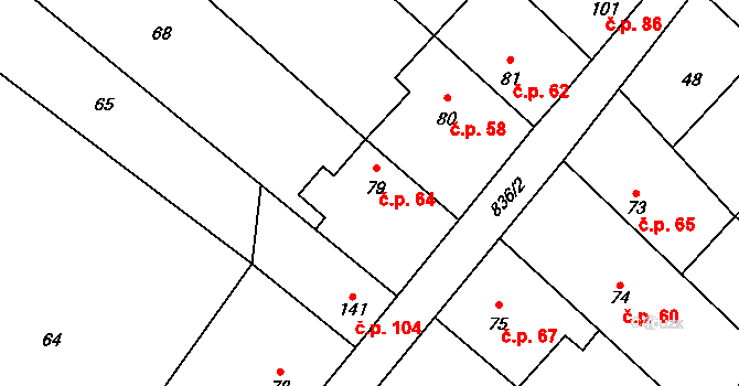 Hluchov 64 na parcele st. 79 v KÚ Hluchov, Katastrální mapa