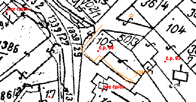 Prosiměřice 95 na parcele st. 105 v KÚ Prosiměřice, Katastrální mapa