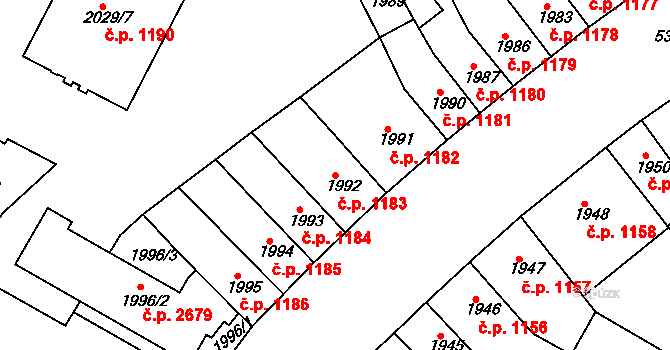 Znojmo 1183 na parcele st. 1992 v KÚ Znojmo-město, Katastrální mapa