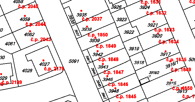 Přerov I-Město 1848, Přerov na parcele st. 3942 v KÚ Přerov, Katastrální mapa