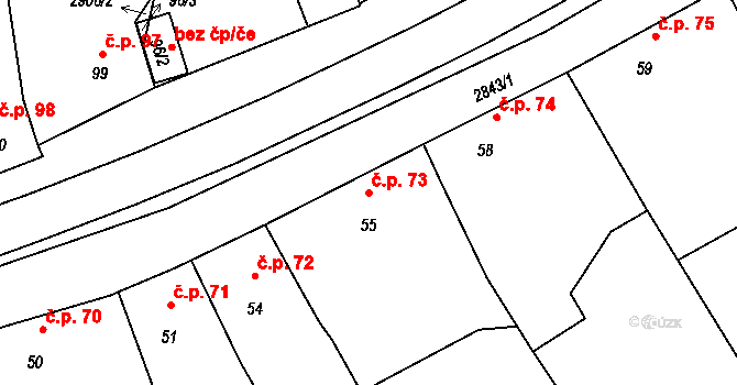 Hranice IV-Drahotuše 73, Hranice na parcele st. 55 v KÚ Drahotuše, Katastrální mapa