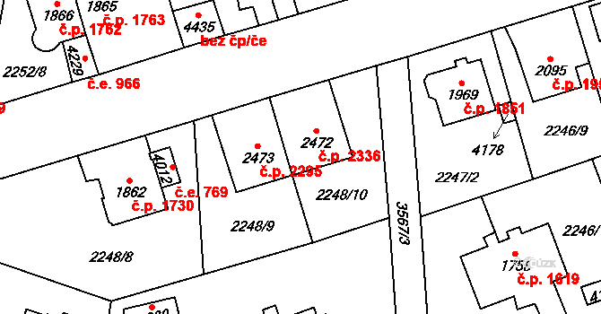 Aš 2336 na parcele st. 2472 v KÚ Aš, Katastrální mapa