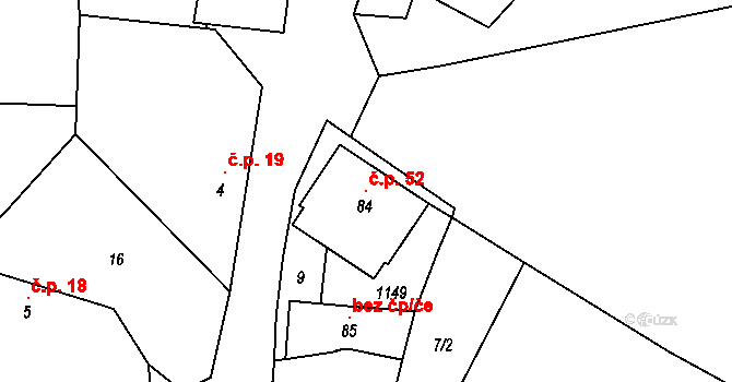 Střítež 52, Litochovice na parcele st. 84 v KÚ Střítež u Volyně, Katastrální mapa