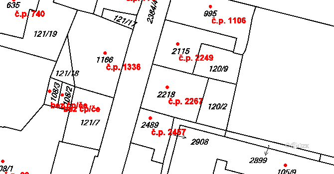 Jablonec nad Nisou 2267 na parcele st. 2218 v KÚ Jablonec nad Nisou, Katastrální mapa