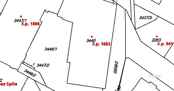 Jihlava 1683 na parcele st. 3440 v KÚ Jihlava, Katastrální mapa
