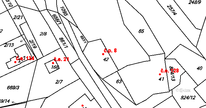 Čelina 8, Borotice na parcele st. 42 v KÚ Čelina, Katastrální mapa